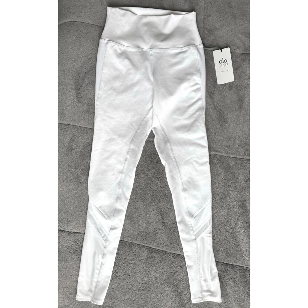 NWT Alo Yoga High-Waist Leggings Mesh Panels White Size Small – Sculpted Fit